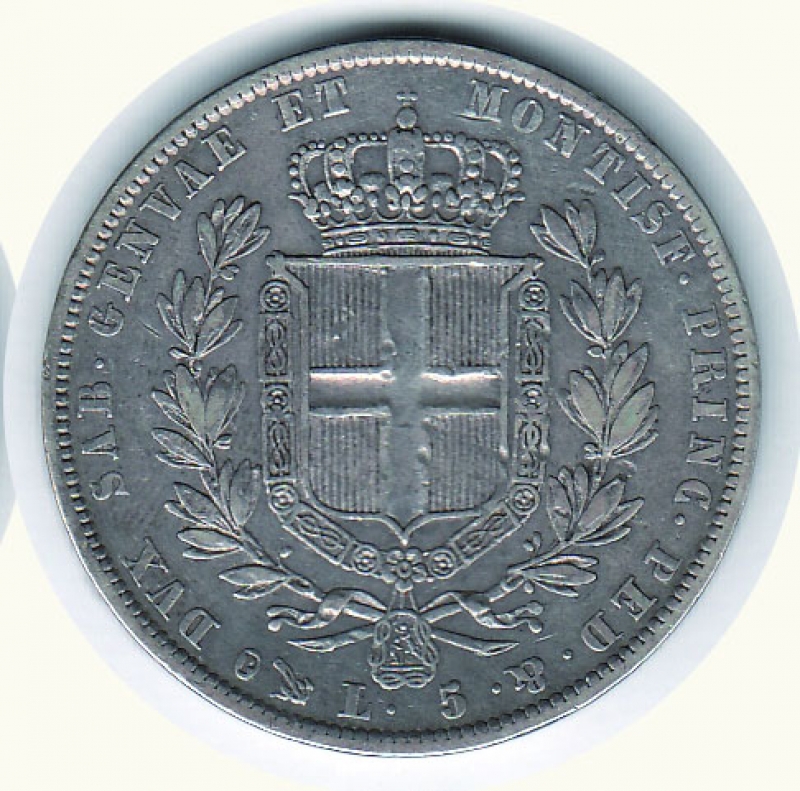 reverse: Carlo Alberto - 5 Lire 1836 GE