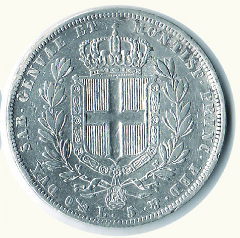 reverse: CARLO ALBERTO - 5 Lire 1837 - Genova