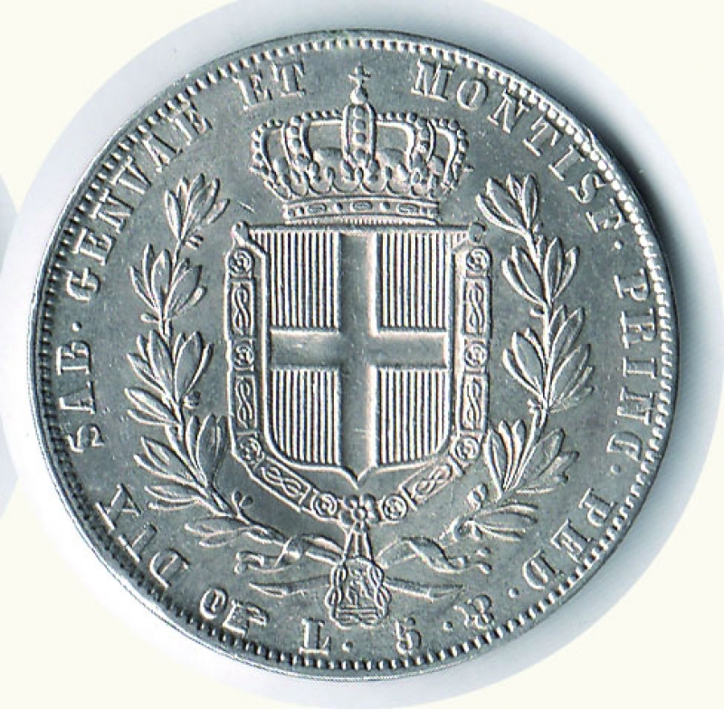 reverse: CARLO ALBERTO - 5 Lire 1844 To
