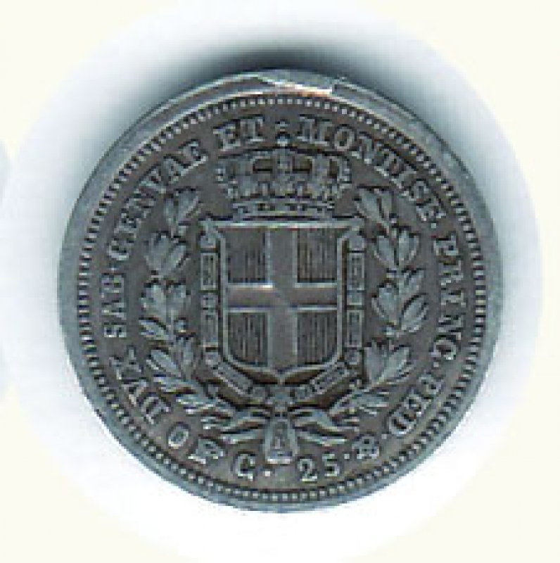 reverse: Carlo Alberto - 25 Cent 1933 TO