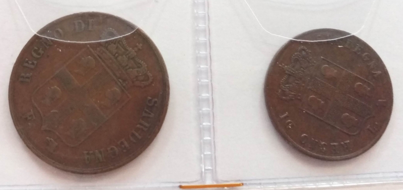 obverse: CARLO ALBERTO 5 e 3 centesimi 1842