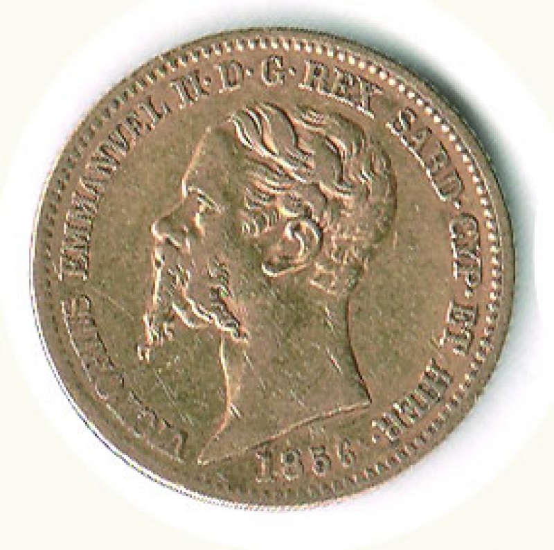 obverse: VITTORIO EMANUELE II - 20 Lire 1856 Ge.