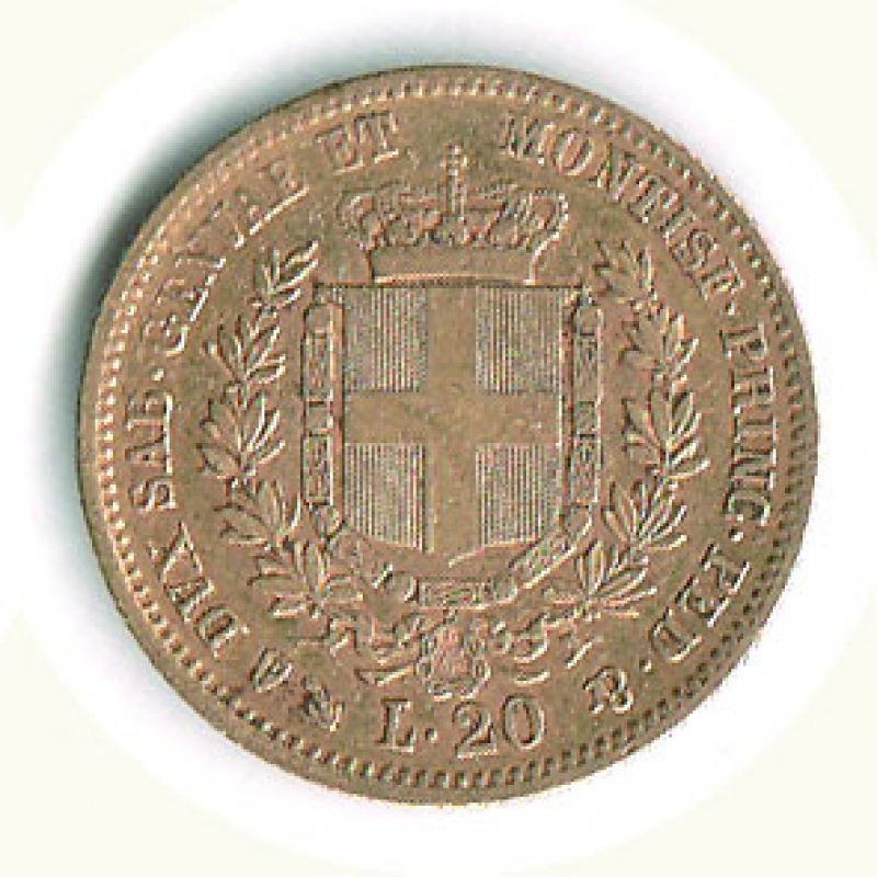reverse: VITTORIO EMANUELE II - 20 Lire 1856 Ge.