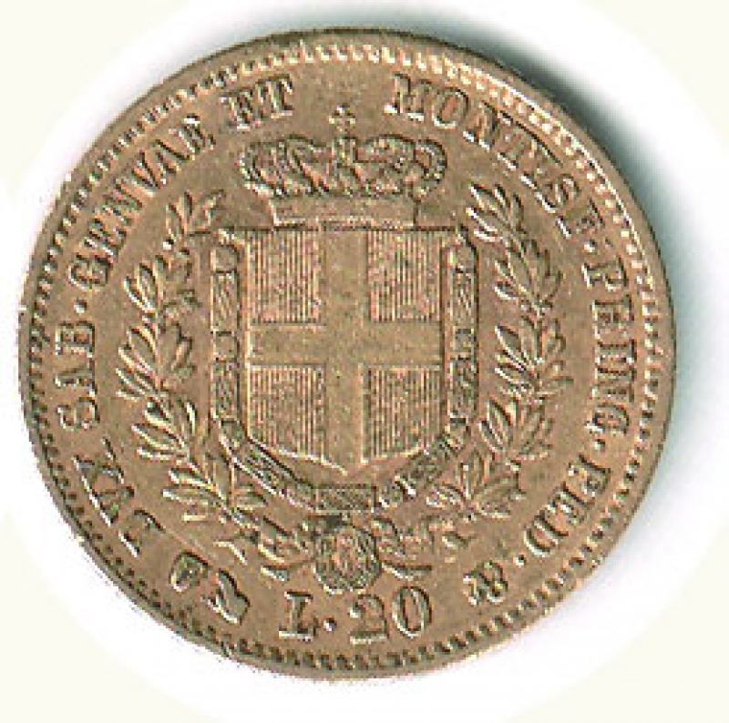 reverse: VITTORIO EMANUELE II - 20 Lire 1858 Ge.