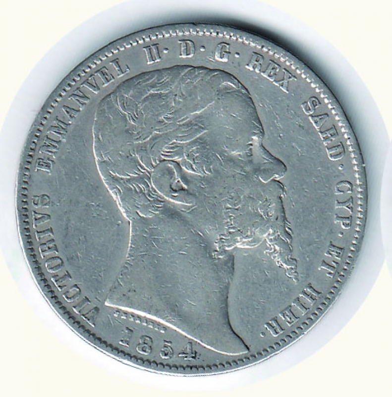 obverse: Vittorio Emanuele II - 5 Lire 1854 TO