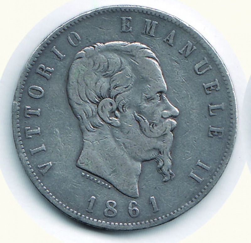 obverse: VITTORIO EMANUELE II - 5 Lire 1861 To.