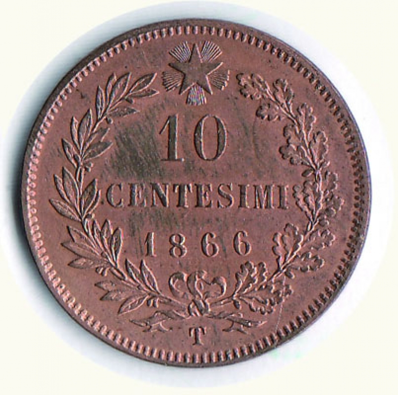 reverse: VITTORIO EMANUELE II - 10 Cent. 1866 To.