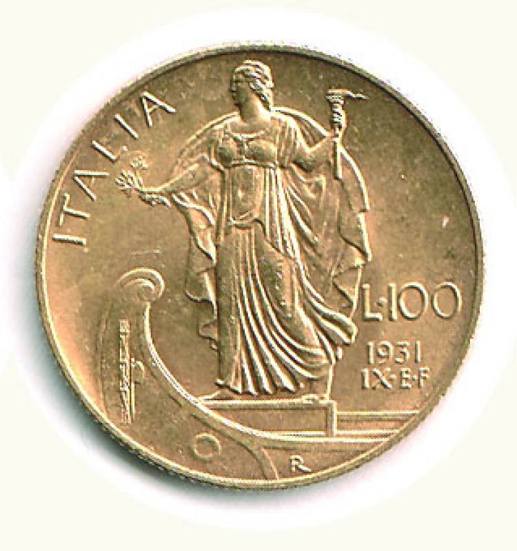 reverse: VITTORIO EMANUELE III - 100 Lire 1931