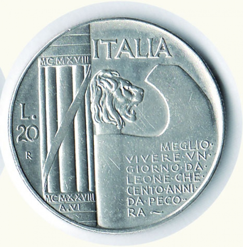 reverse: Vittorio Emanuele III - 20 Lire 1928