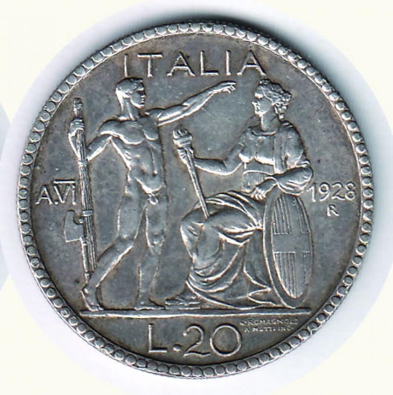 reverse: Vittorio Emanuele III - 20 Lire 1928