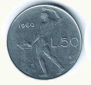 obverse: REPUBBLICA ITALIANA 50 lire 1960