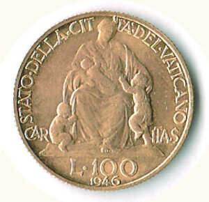 reverse: CITTA’ DEL VATICANO - Pio XII (1939-1958) - 100 Lire 1946.