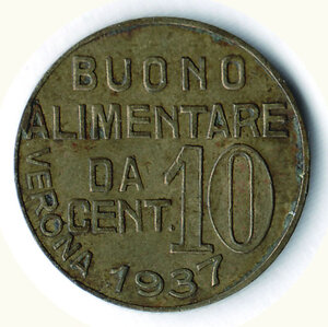 reverse: Gettoni:  San Vincenzo de’ Paoli. Buono alimentare da 10 cent 1937. ottone. Ossidazione.  richiesta 25