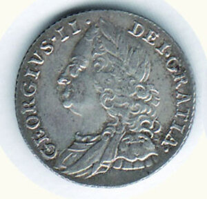 obverse: INGHILTERRA - Giorgio II (1727-1760) - Pence 1858