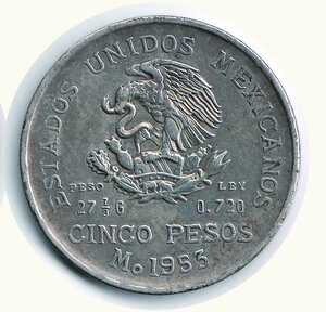 reverse: MESSICO - 5 Pesos 1953.