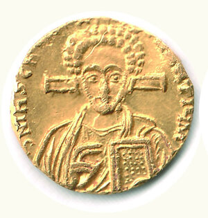 obverse: IMPERO BIZANTINO - Giustiniano II con Tiberio (II Regno 705-711) - Solido