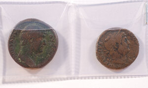 obverse: ADRIANO (117-138) - Lotto di 2 monete, Asse e Sesterzio