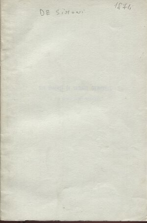 obverse: DE SIMONI C. - Sui quarti di danaro genovese e sui loro nomi volgari. Firenze, 1874. pp. 15. brossura moderna muta, buono stato, raro.
