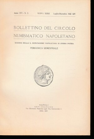 obverse: A.A.V.V. - Bollettino del Circolo Numismatico Napoletano 1935 n.2 . Napoli, pp. 57. Ottimo stato.
