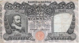 obverse: Banconote. Banco di Napoli. 100 Lire Tasso. D.M. 07-09-1918. 
