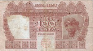 reverse: Banconote. Banco di Napoli. 100 Lire Tasso. D.M. 07-09-1918. 