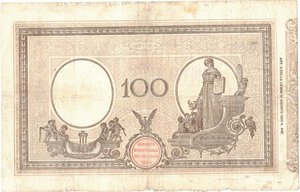 reverse: Banconote. Regno D Italia. Vittorio Emanuele III. 100 Lire Matrice (Decreto). D.M. 23-05-1915. 