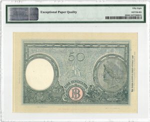 reverse: Banconote. Regno D Italia. Vittorio Emanuele III. 50 lire Grande L. (BI). D.M. 08-10-1943. 