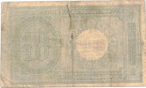 reverse: Banconote. Regno D Italia. Vittorio Emanuele III. 10 Lire Effigie di Umberto I. 