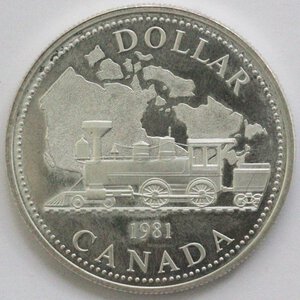 reverse: Canada. Dollaro 1981 Locomotiva. Ag 500. 