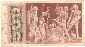 reverse: Banconote. Estere. Svizzera. 500 Franchi. 4 Ottobre 1957. 