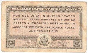 reverse: Banconote Estere. Usa. Military Payment Certificate. Dollaro 1946-47. 