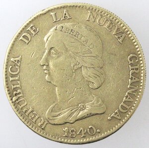 obverse: Colombia. 16 Pesos 1840. Au 875. Zecca di Bogota. 