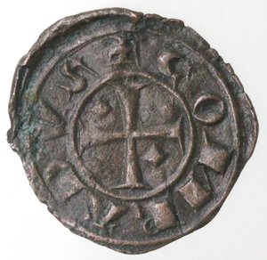 reverse: Brindisi. Corrado I. 1250-1254. Denaro RX e omega. Mi.