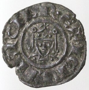 obverse: Messina. Federico II. 1197-1250. Denaro con testa di prospetto. Mi. 