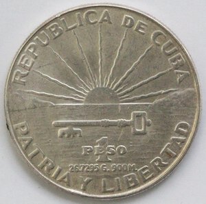 obverse: Cuba. Peso 1953. Ag 900. 