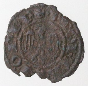 reverse: Messina o Brindisi. Federico II. 1197-1250. Mezzo denaro (o quarto?) coniato nel 1245. Mi. 
