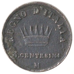reverse: Milano. Napoleone. 1805-1814. 3 centesimi 1811. Ae. 