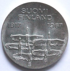 obverse: Finlandia. 10 Marchi 1967. Ag. 