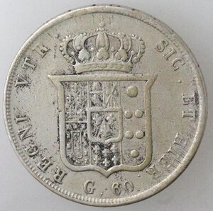 reverse: Napoli. Ferdinando II. 1830-1859. Mezza Piastra 1836/5. Ag. 
