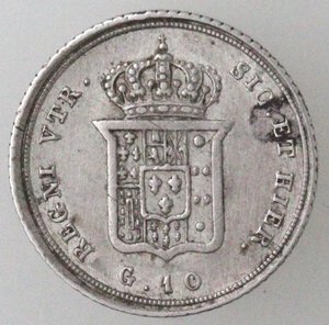 reverse: Napoli. Ferdinando II. 1830-1859. Carlino 1836. 5 aggiustato a 6. Ag. 