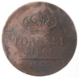 reverse: Napoli. Ferdinando II. 1830-1859. 10 tornesi 1839. Ae. 