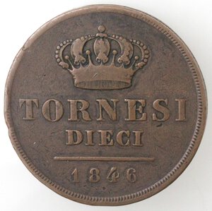 reverse: Napoli. Ferdinando II. 1830-1859. 10 Tornesi 1846 Testa grande. Ae. 
