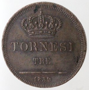 reverse: Napoli. Ferdinando II. 1830-1859. 3 Tornesi 1839. Ae. 