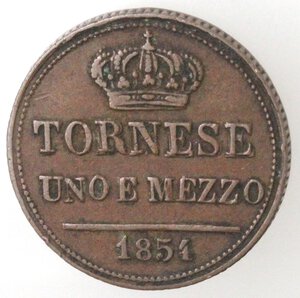 reverse: Napoli. Ferdinando II. 1830-1859. 1 Tornese e mezzo 1854. Ae. 