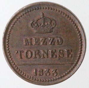 reverse: Napoli. Ferdinando II. 1830-1859. Mezzo Tornese 1833. Ae. 