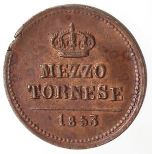reverse: Napoli. Ferdinando II. 1830-1859. Mezzo Tornese 1853. Ae. Contrassegno stella a 5 punte. 