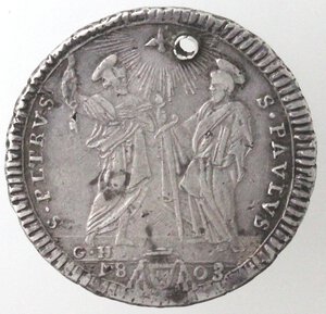 reverse: Roma. Pio VII. 1800-1823. Testone 1803 A.III. Ag. 