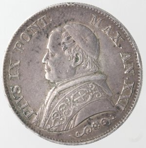 obverse: Roma. Pio IX. 1846-1870. 1 Lira 1866 XXI. Ag. 