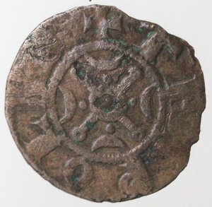 obverse: Tripoli. Raimondo III.1187-1200.  Denaro. Mi. 