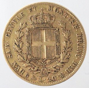 reverse: Carlo Alberto. 1831-1849. 20 lire 1849 Genova. Au. 